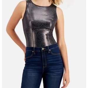 Inc International Concepts Faux Leather Snake Print Bodysuit